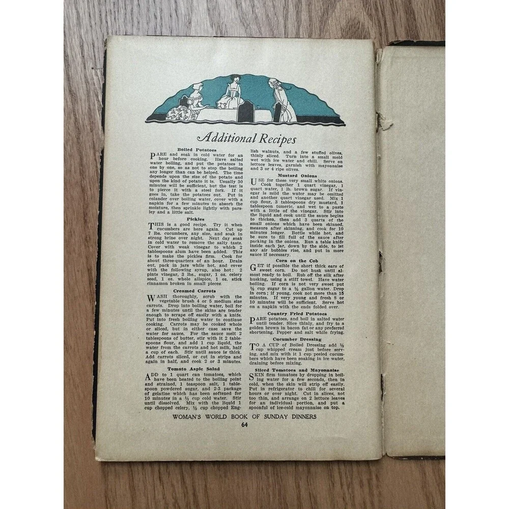 1924‎ The 52 Sunday Dinners Book Woman's World Magazine Recipes Cookbook Vintage